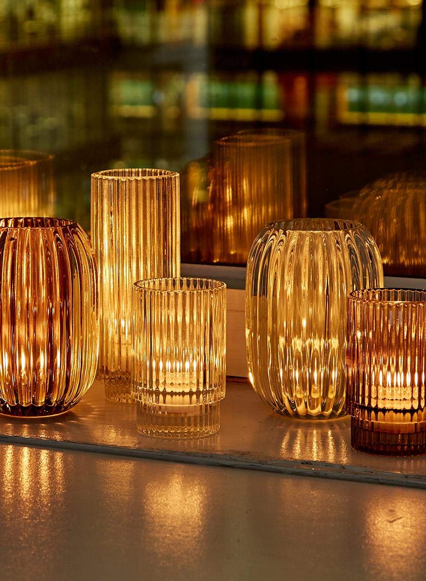 Serene Spaces Living Clear Ribbed Glass Votive Holder, Perfect for Weddings and Home Décor, Measures 5" Tall and 3.5" Diameter