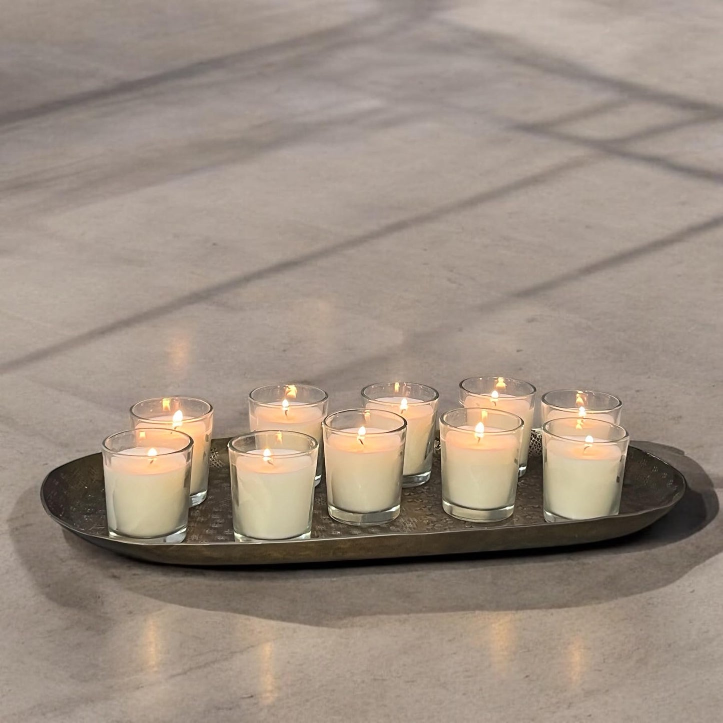 Stonebriar 48 Pack Unscented Long Burning Clear Glass Ivory Wax Filled Votive Candles