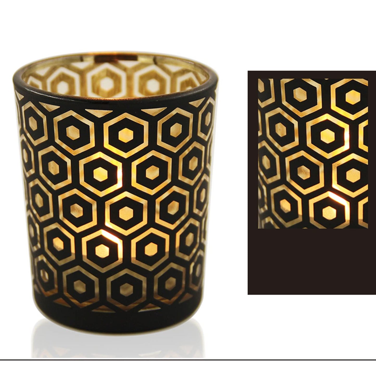 Candlestick Holders 4PCS Candle Holder Gold Cup Candlestick Column with Geometric Patterns Desktop Tealight Holder for Table Christmas Party Decoration Candle Holders