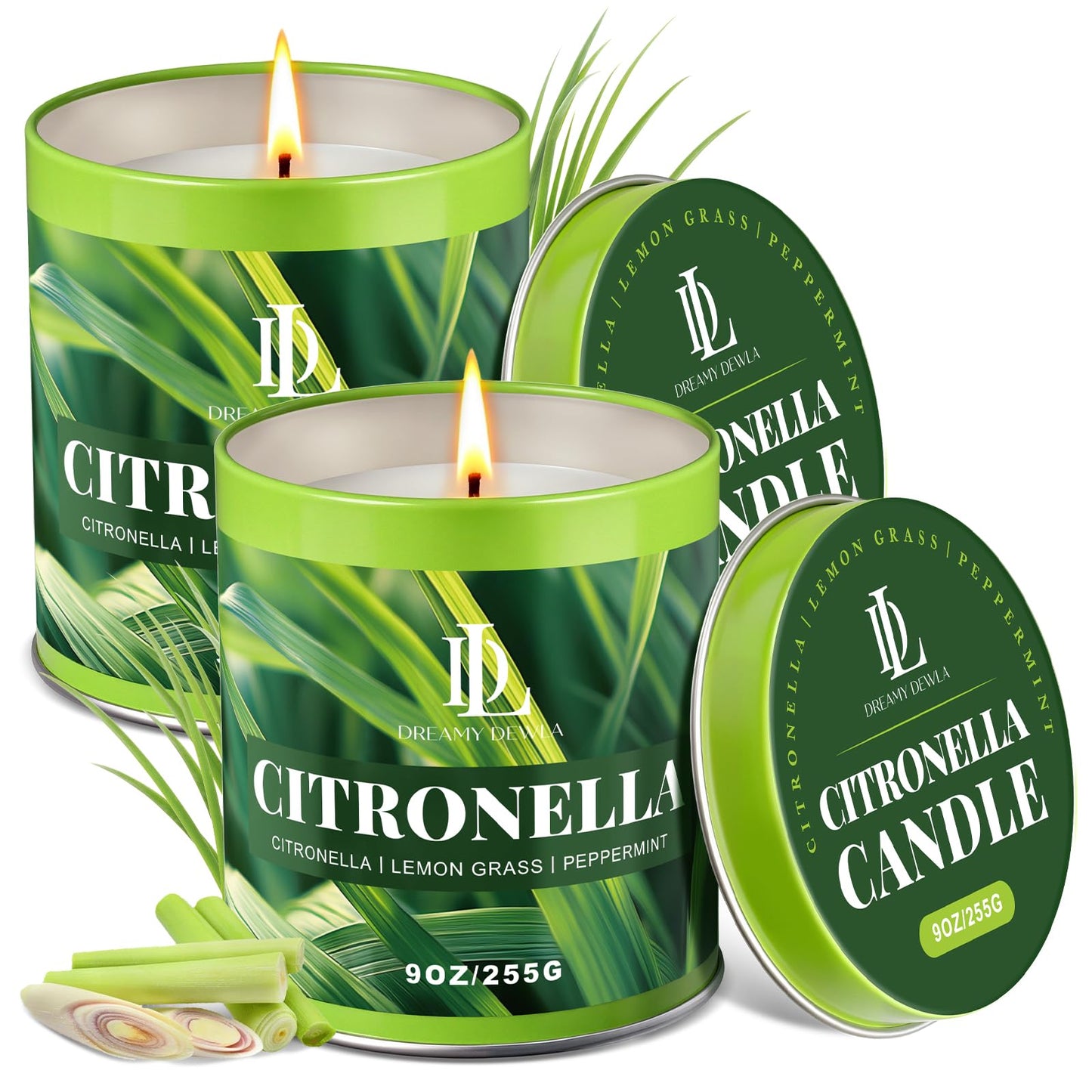 Citronella Candle Outdoor 2 Pack, 9oz Citronella Scented Candles for Outdoor Camping Patio, Natural Soy Wax with Essential Oils Non Toxic Candles, Summer Gifts for Outside Backyard Garden Picnic