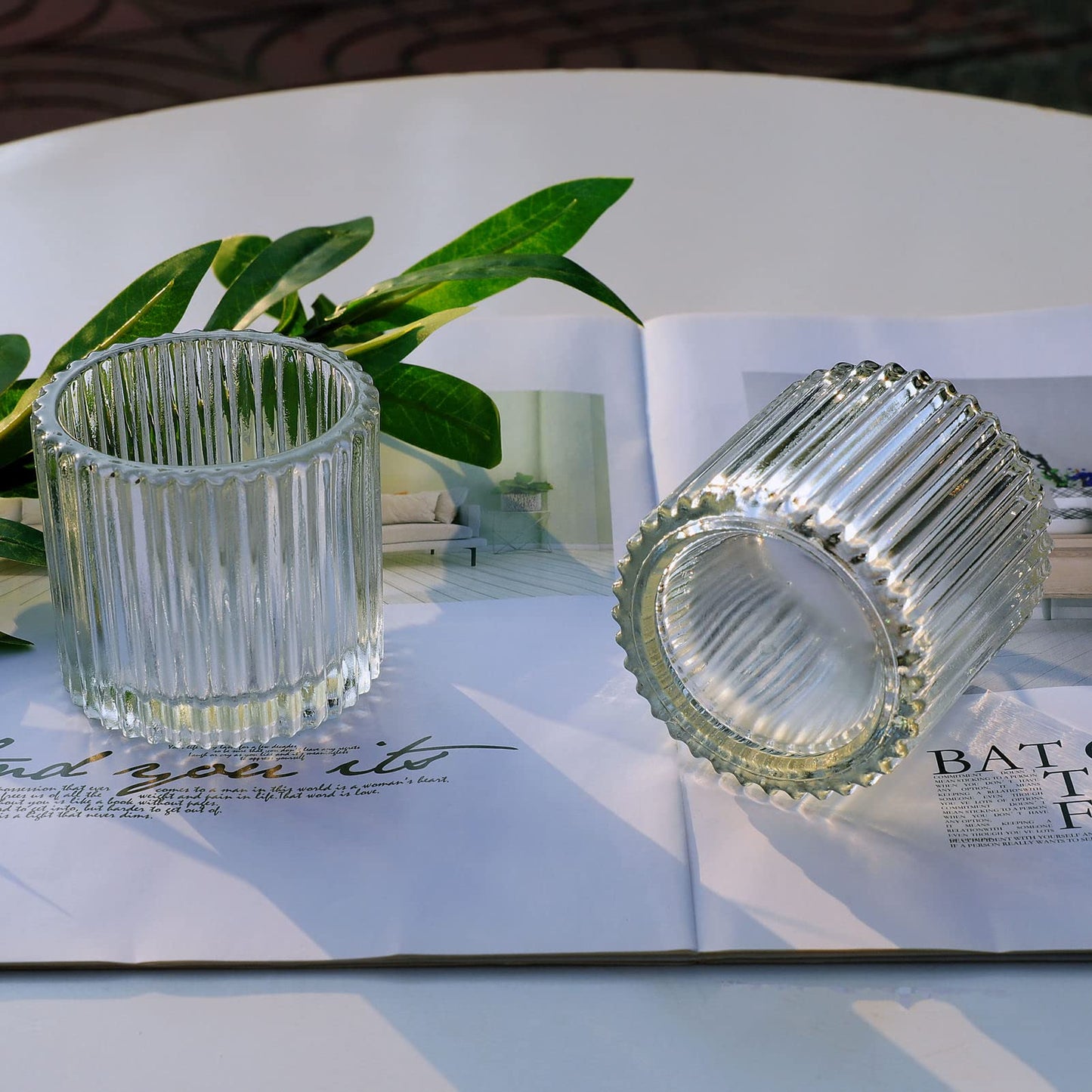 VOHO Clear Votive Candle Holders Set of 6, Glass Votive Candle Holder for Wedding Party, Glass Tealight Candle Holder for Table Centerpiece(2.75'' x 2.56'', Clear)