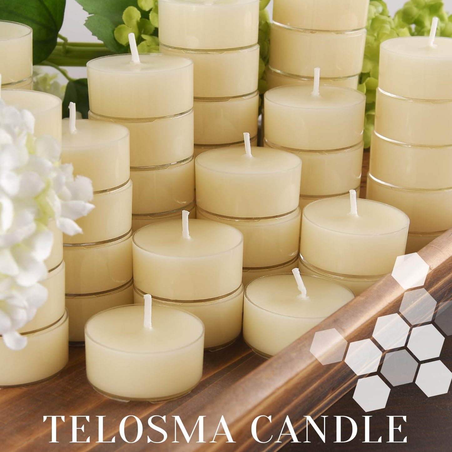TELOSMA 12pcs Natural White Beeswax Tealight Candles - Organic Candle Natural Scent Smokeless Clean Burning