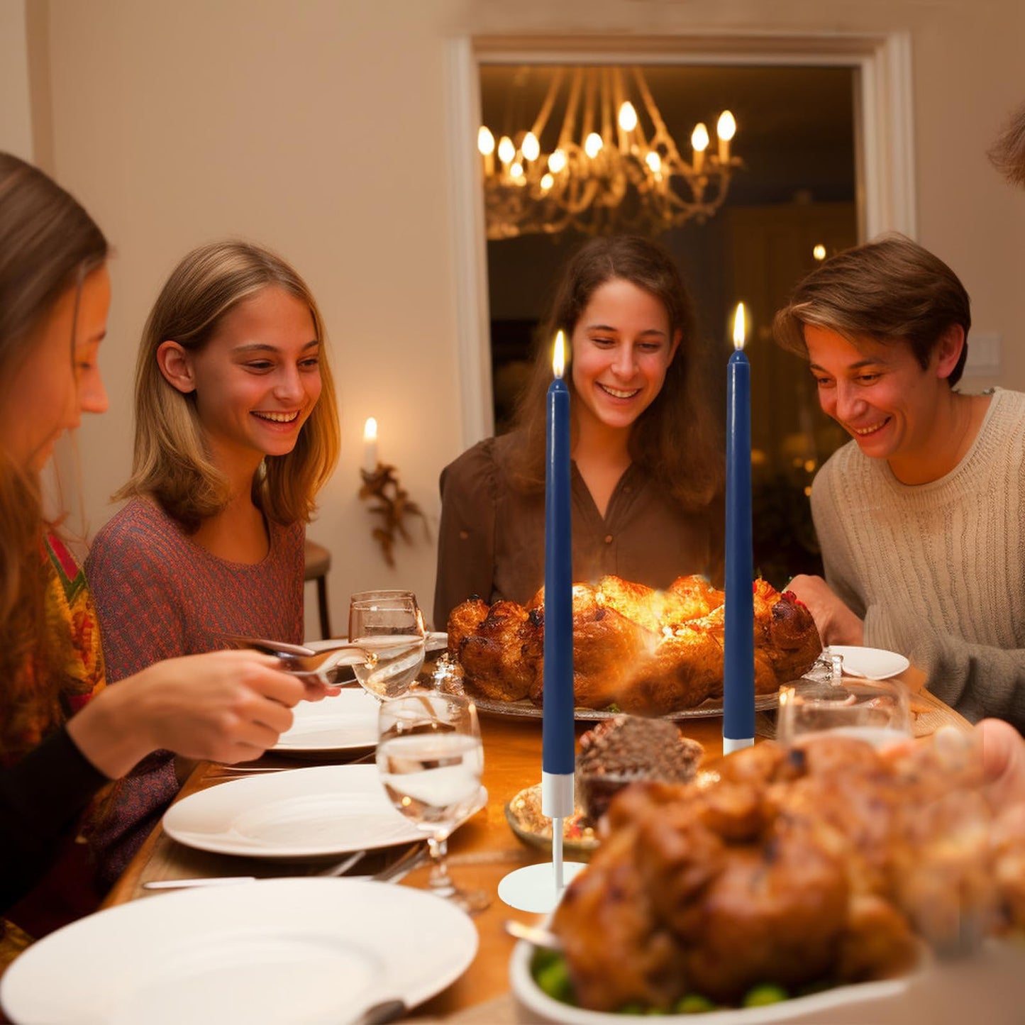 12 Pack 10 inch Navy-Blue Taper Candle Set for Holiday Dinner Party, Unscented Long Candlesticks, Dripless and Smokeless, 7-8 Hours Burn