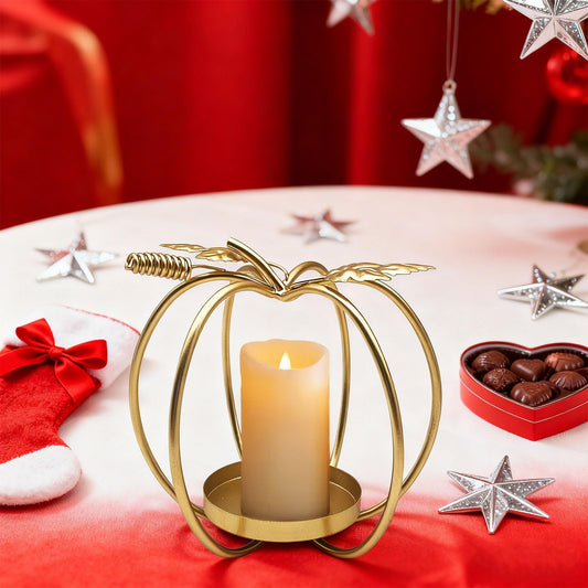 Iron Candle Holder for Candlesticks, Vintage Iron Candle Holder for Pillar Candles, Candlestick Holder for Wedding, Dining Table, Valentine Party Decoration (Gold, D)