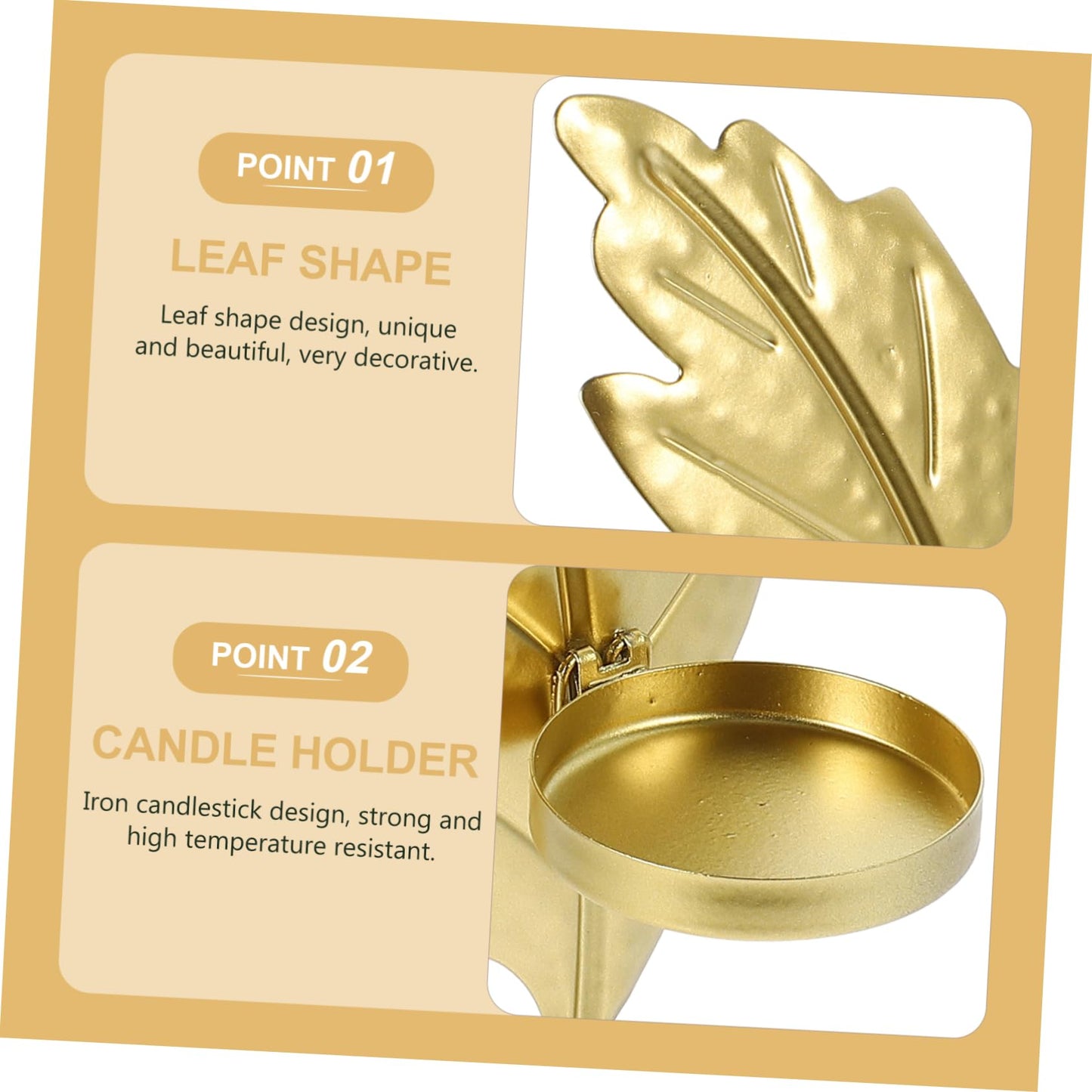 2Pcs Leaf Shaped Wall Candle Holder Iron Wall Sconce for Living Bedroom and Hallway Decoration Elegant Design for Taper and Tealight Candles