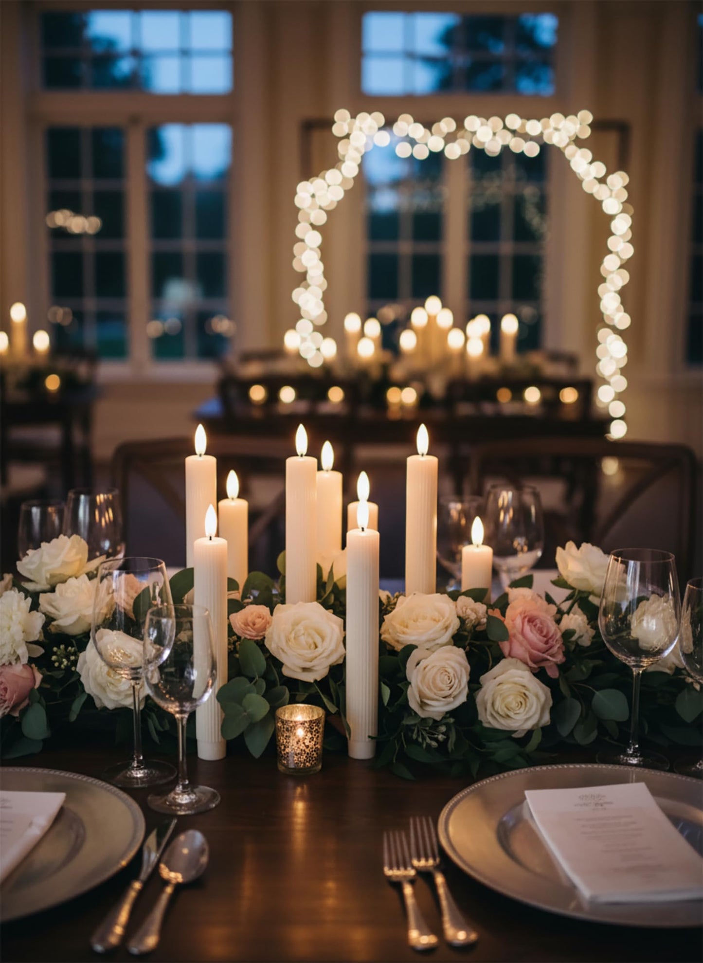 Funtery 48 Pcs Flameless LED Taper Candles Battery Operated Candles Bulk Realistic LED Candlesticks Flickering for Wedding Church Graduation Party Home Decor(Ivory,Elegant Style)