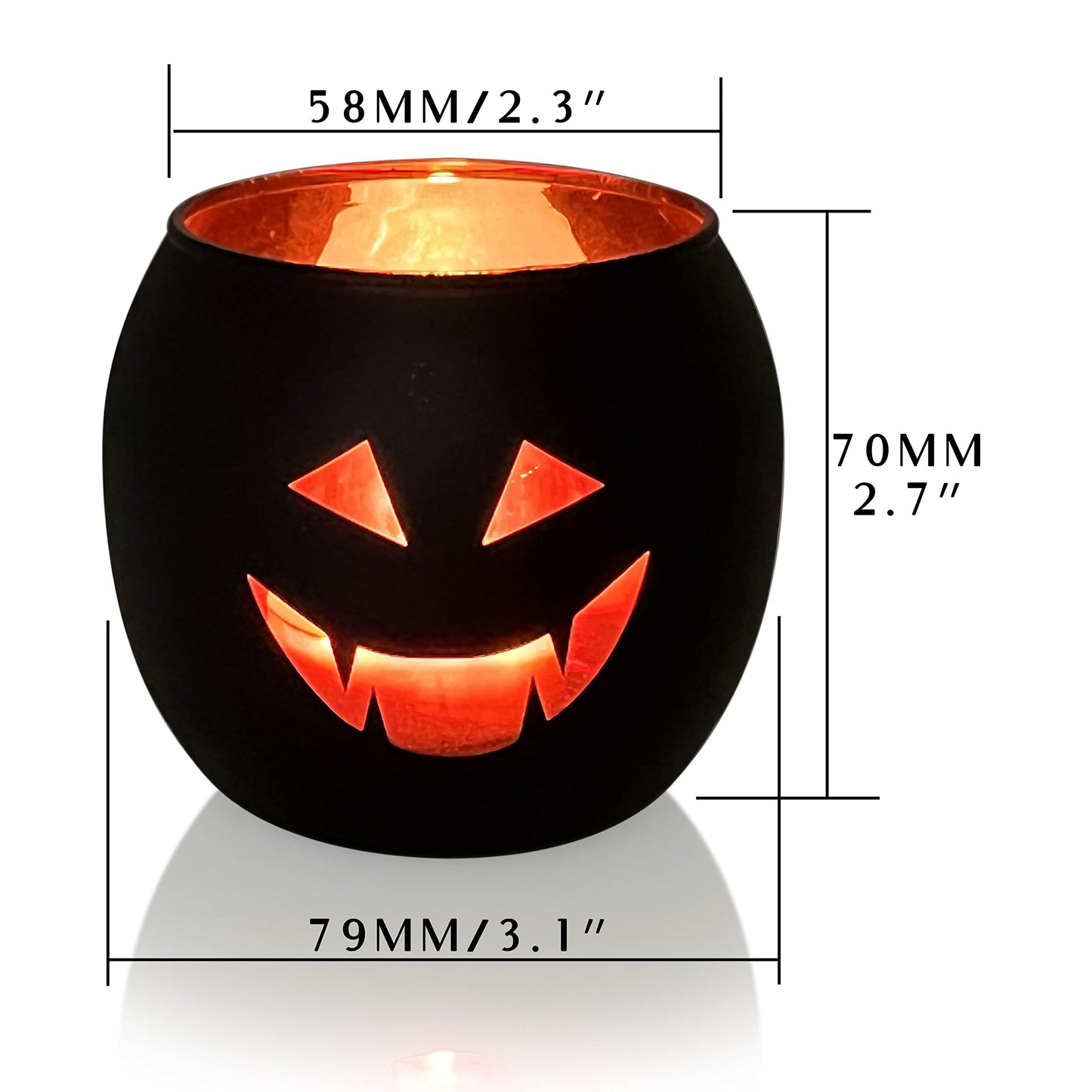 SHMILMH Halloween Table Centerpiece Candle Holders Set of 12, Black and Gold Glass Votive Holder with 6 Grimace, Tealight Holders Bulk for Halloween Party D?or