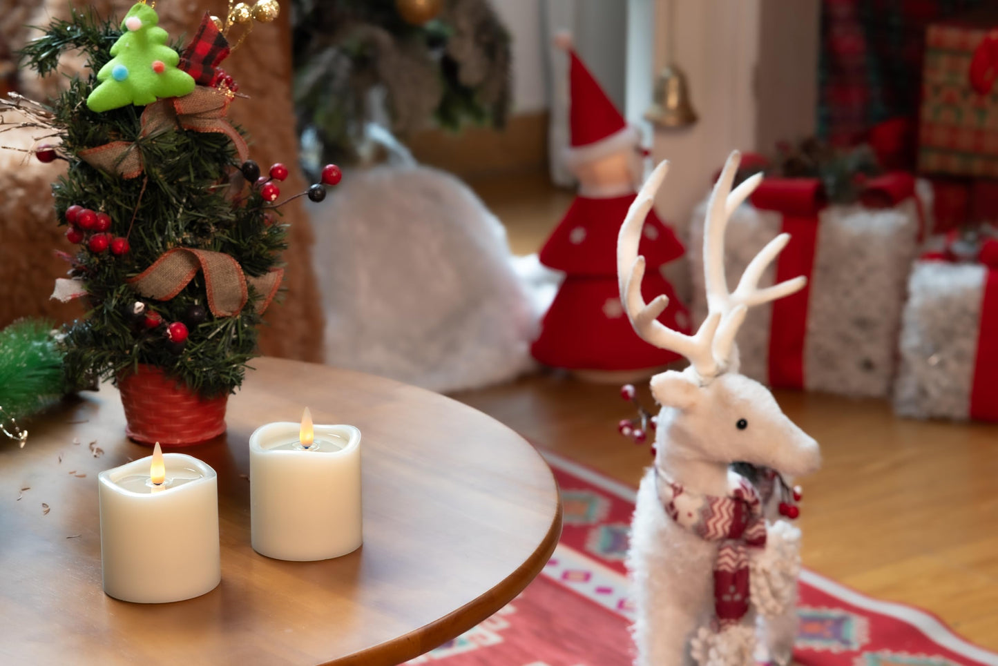 CozierGlow Flameless Pillar Candles Flickering with Remote Timer, Battery Operated LED Candles Up to 400 Hours, 3D Moving Flame Real Wax Candles. (Ivory with Art Water)
