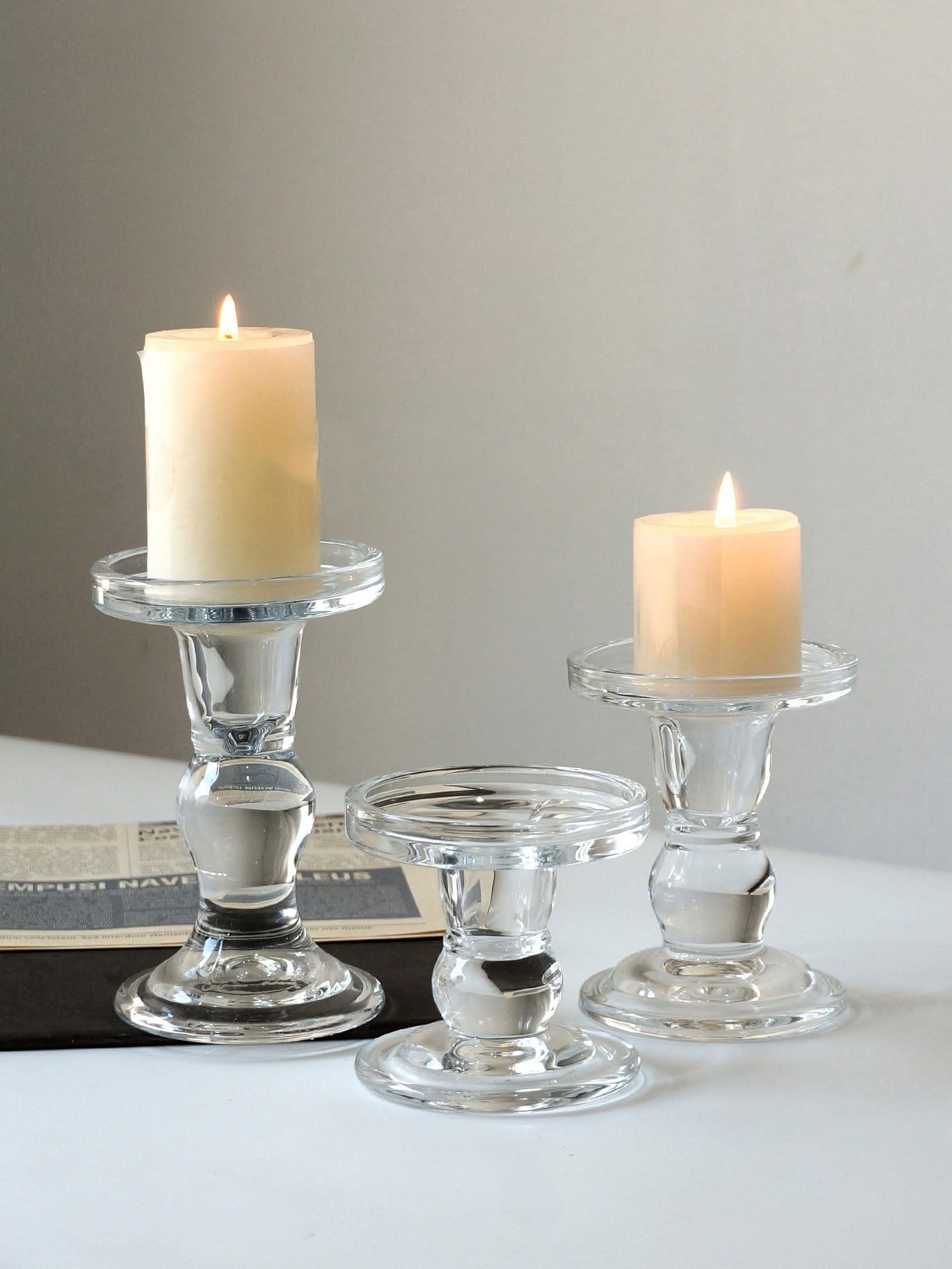 YUHUAWF Candle Holderss Glass Candle Holder, Candlelight Dinner Decoration, Aromatherapy Candle Holder Decorative Candlestick(Large)