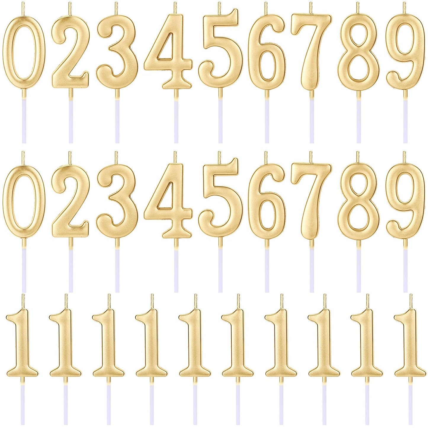 28 PCS Number Birthday Candles Champagne Number Candles Cake Candles for 1st Birthday to 18th Birthday Decoration, Wedding Anniversary, Party Celebration, Baby Showers (Champagne)