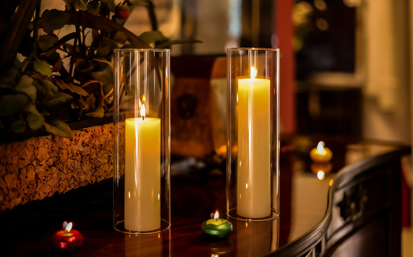 CYS EXCEL 6 PCS (H:10" D:3") Open Ended Glass Hurricane Candleholder Tube Shade Bottomless Candle Chimney Cover