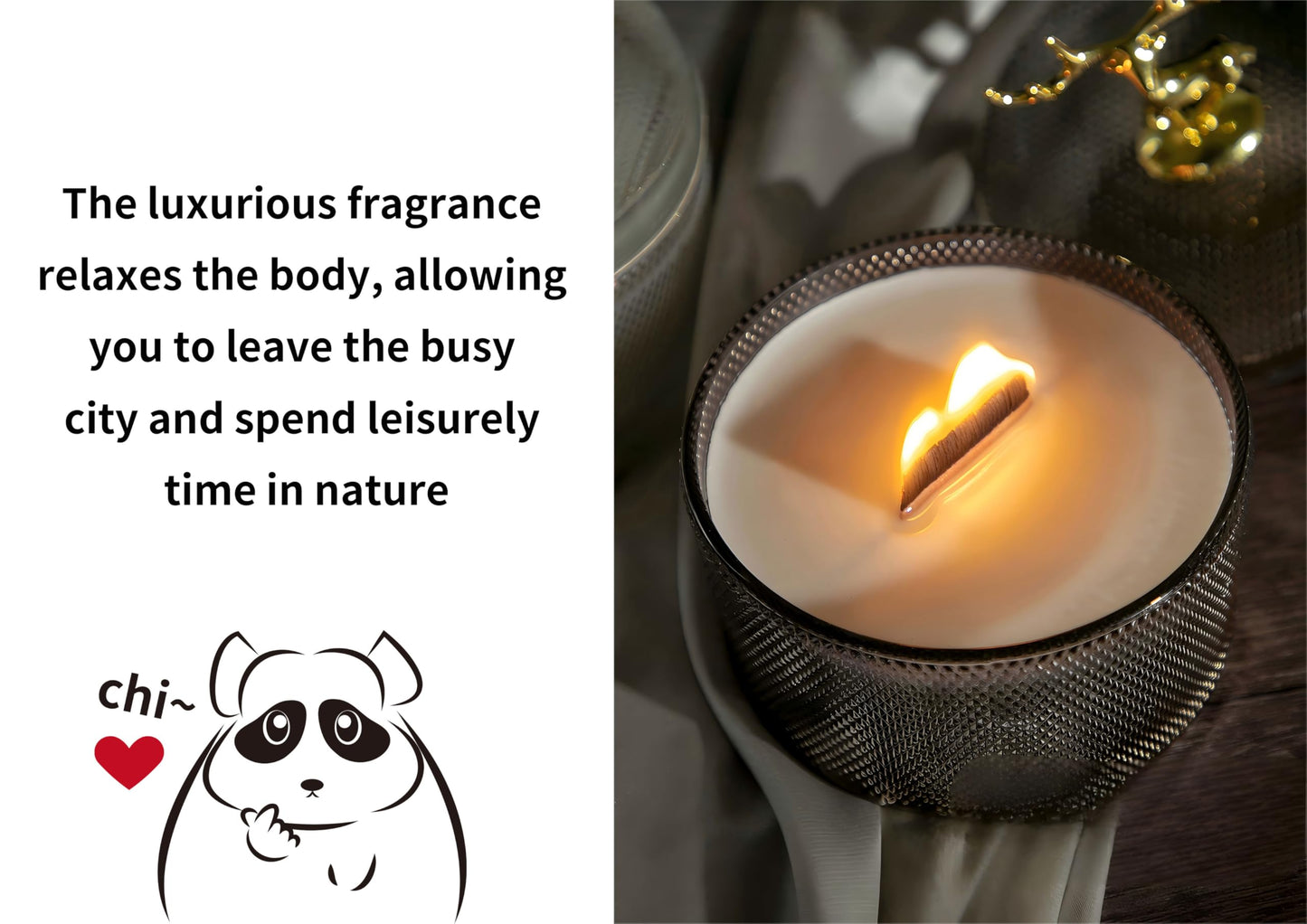 Pandachilla Aroma Candle Osmanthus Cute Deer Antlers Glass Container Aromatherapy Candle 12.35 Ounces Burn time 50h (Osmanthus)