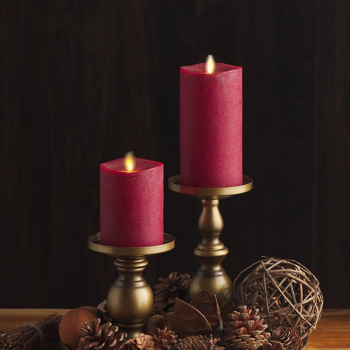 Luminara - Flameless LED Battery Operated Flickering Pillar Candles - Red - Pack of 1-3x6.5 - Realistic Moving Flame Real Wax Indoor/Outdoor Decor