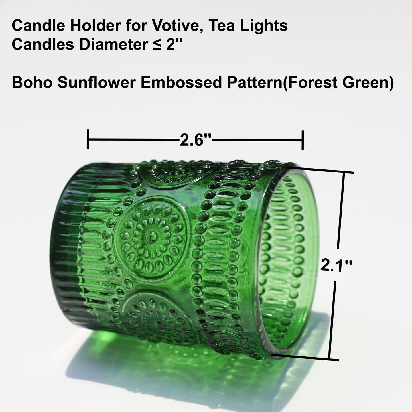VOHO Green Candle Holder Set of 12, Green Glass Votive Candle Holders for Centerpiece Table Decorations, Votive Candles Holder Bulk for Birthday (2.1'' x 2.6'', W/H)