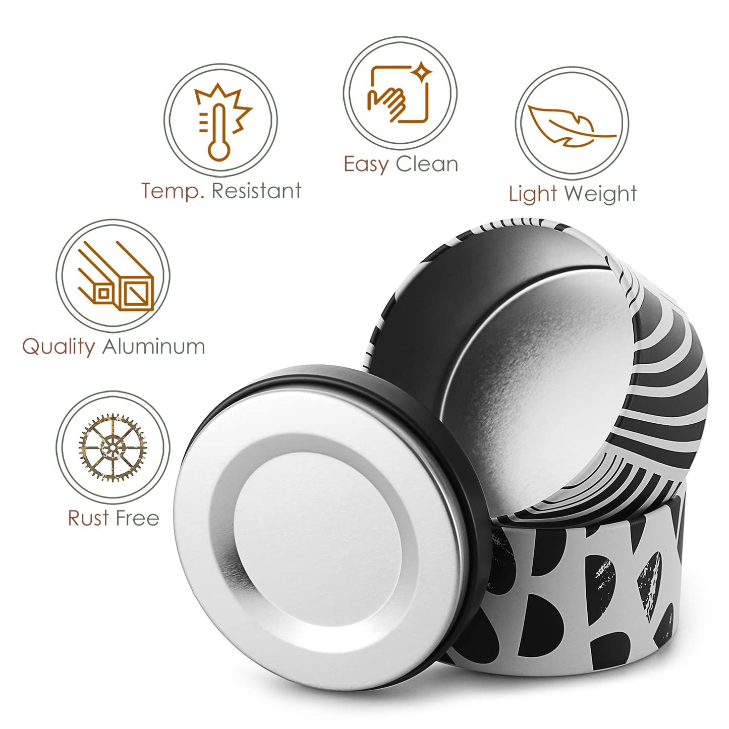 Hearth & Harbor Tin Candle Jars for Making Candles - DIY Candle Containers with Lids - Metal Candle Jars - Bulk Tins Storage for Candle (12, Black and White Abstract)