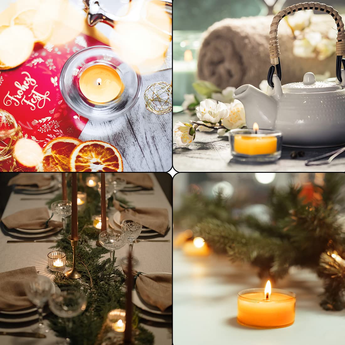 9PCS Pure Beeswax Tealight Candles, Natural Scent, Clear Cup