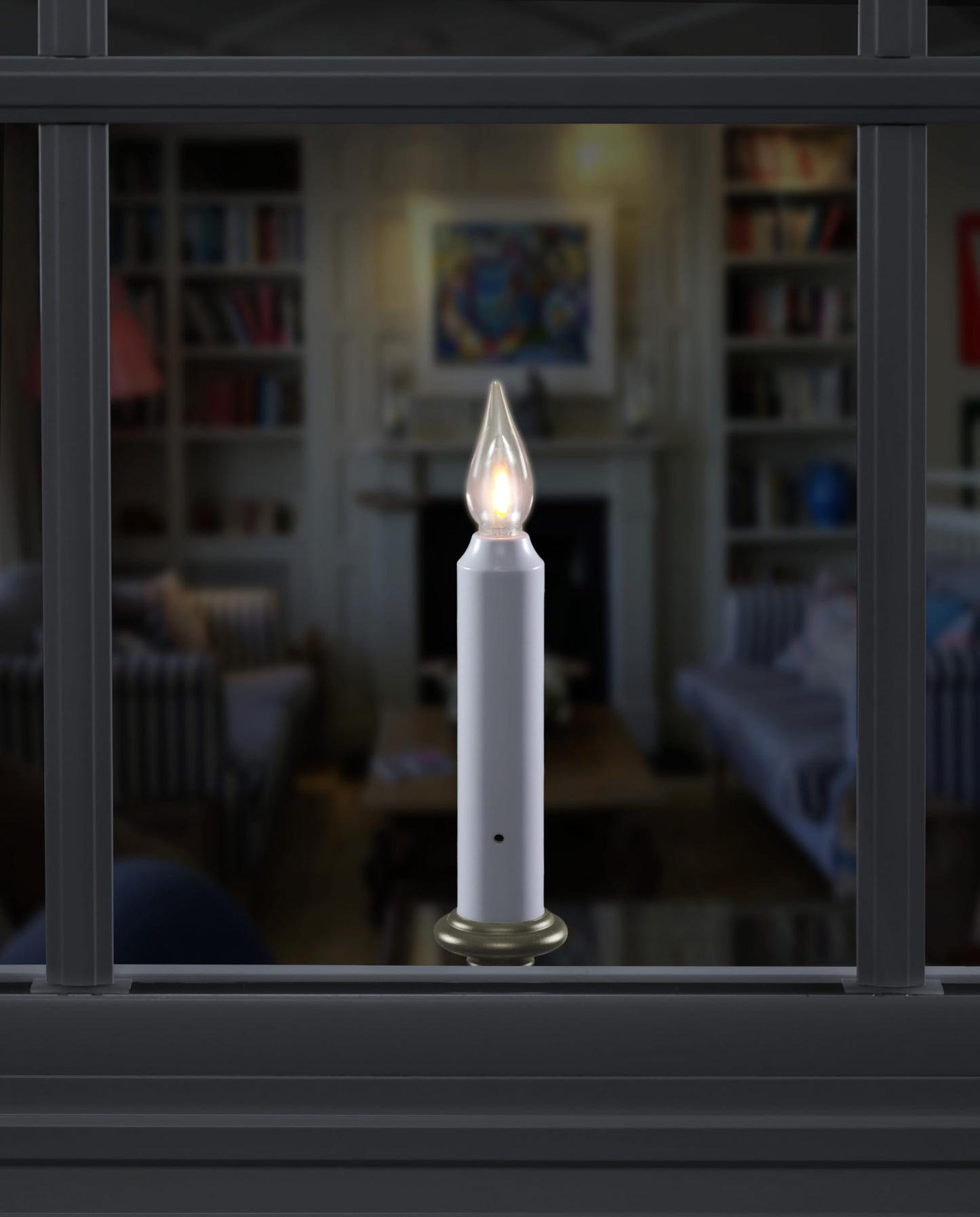 VC1820P 8.5 inch Battery Operated Vintage Filament LED Flameless Window Candle with Dusk to Dawn Timer and 3 Flame Settings, Silver