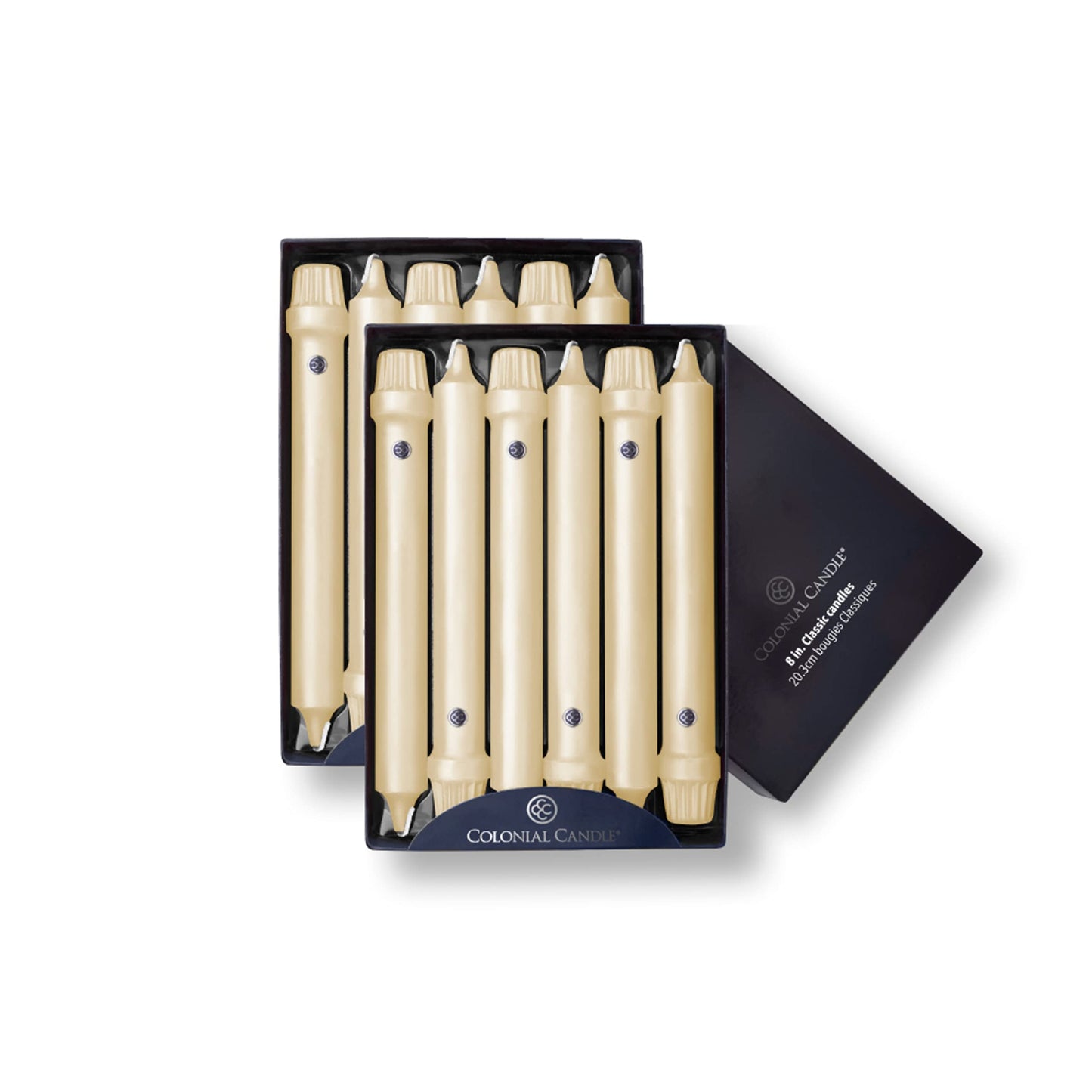 Colonial Candle Unscented Taper Candle, Classic Collection, Limoncello, 8 in, Pack of 12 - Up to 6 Hours Burn