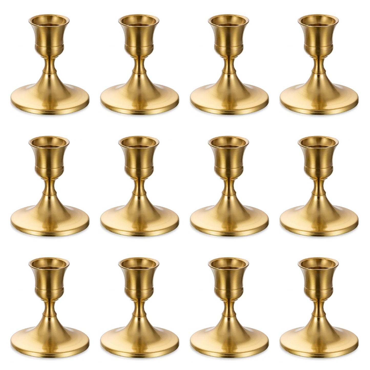 Sziqiqi Candlestick Holders Taper Candle Holders - Gold Candle Stick Candle Holder Bulk Decorative Table Centerpiece for Wedding Reception Christmas Dinner Bridal Showers Party Decor Pack of 12