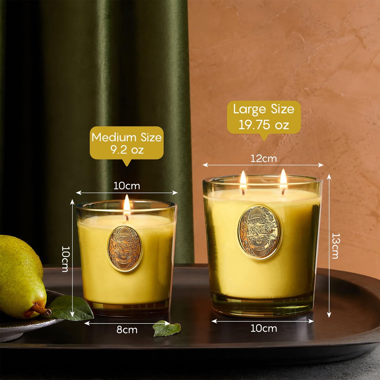 M&SENSE Natural Strong Soy Candle | Sandalwood Jasmine & Green | 9.2 oz, 50H Burn Time | Luxury Candle for Relaxation, Gifting, Home Décor | Candles for Mothers Day Gifts