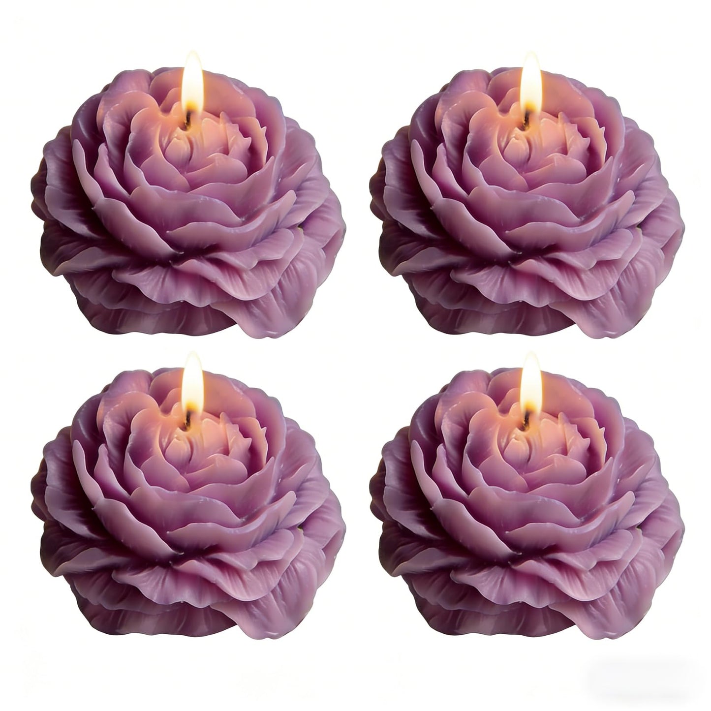 Scented Candles Set for Women Mom,4 Pack Aromatic Peony-Shaped Candle Ornament for Home,Purple Soy Candles for Living Room and Bedroom, Birthday Gifts Valentines Day Candle - Lavender