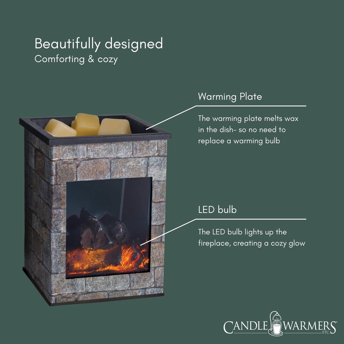 Candle Warmers ETC. Illumination Fragrance Warmer- Light-Up Warmer for Warming Scented Candle Wax Melts and Tarts or to Freshen Room, Grey Hearthstone