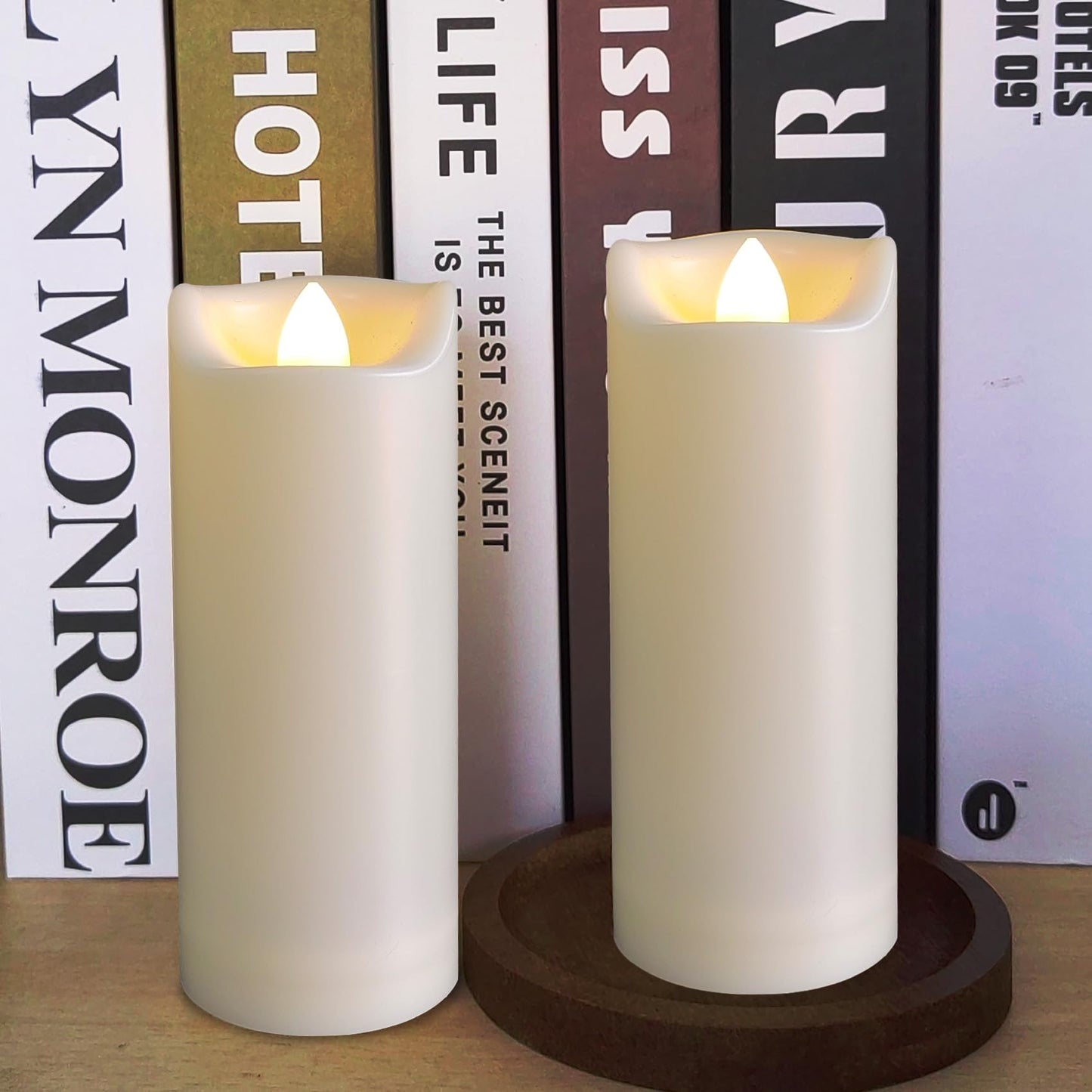 LED Battery Operated Candles 2"x5" Plastic Flickering Flameless Candles with Timer Outdoor Waterproof Wedding Party Halloween Christmas Birthday Decoration Gifts Realistic Slim Tall Pillar Candles