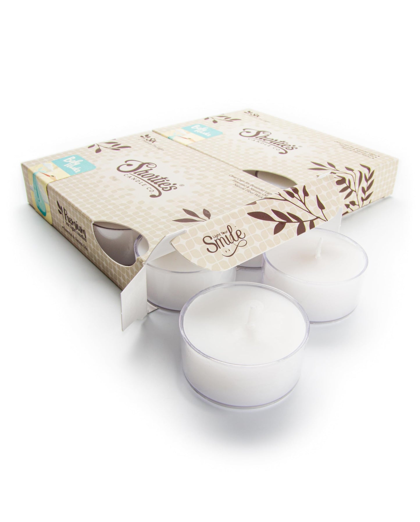 Baby Powder Premium Tealight Candles Multi Pack - Highly Scented with Essential & Natural Oils - 12 White Tea Lights - Beautiful Candlelight - Made in the USA - Fresh & Clean Collection
