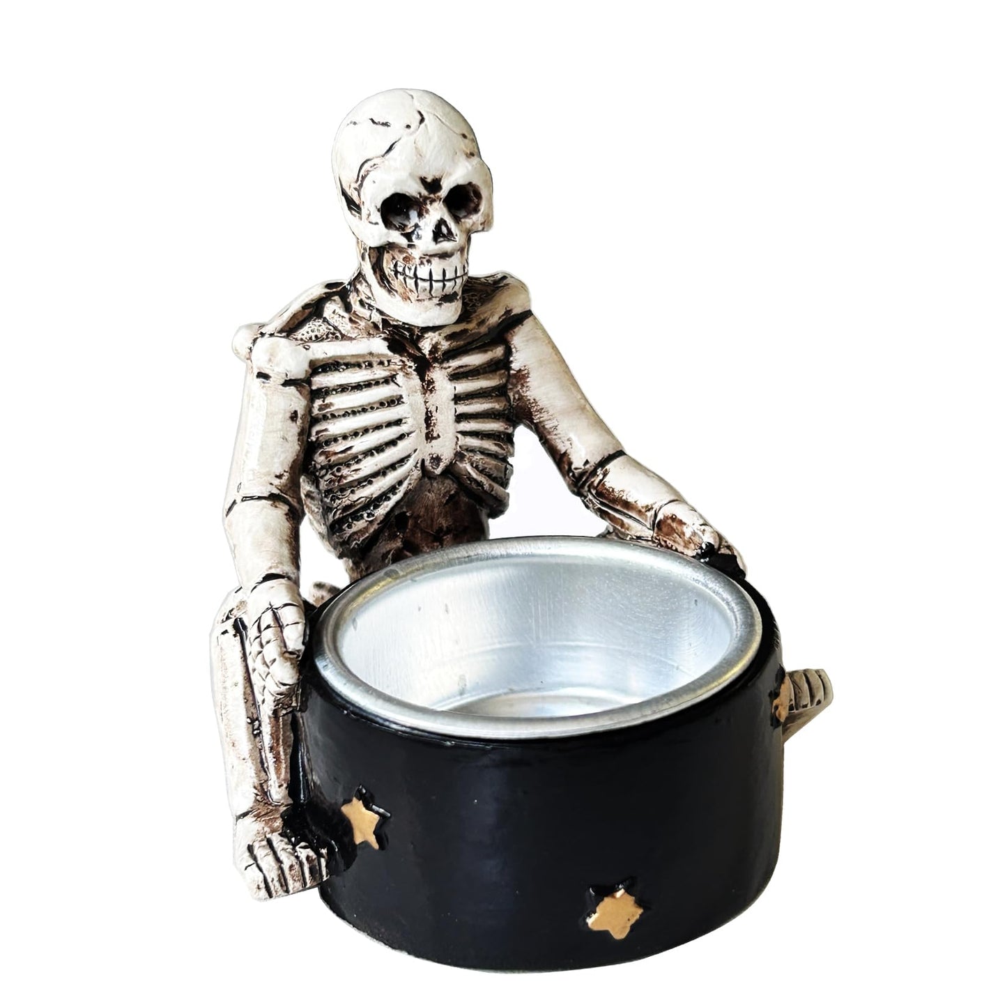 Spooky Tealight Candle Holder - Halloween Decorations Horror Skeleton Skull Candle Holder - Resin Skull Gothic Style Home Decor for Bedroom Living Room Mantel Shelf Decoration