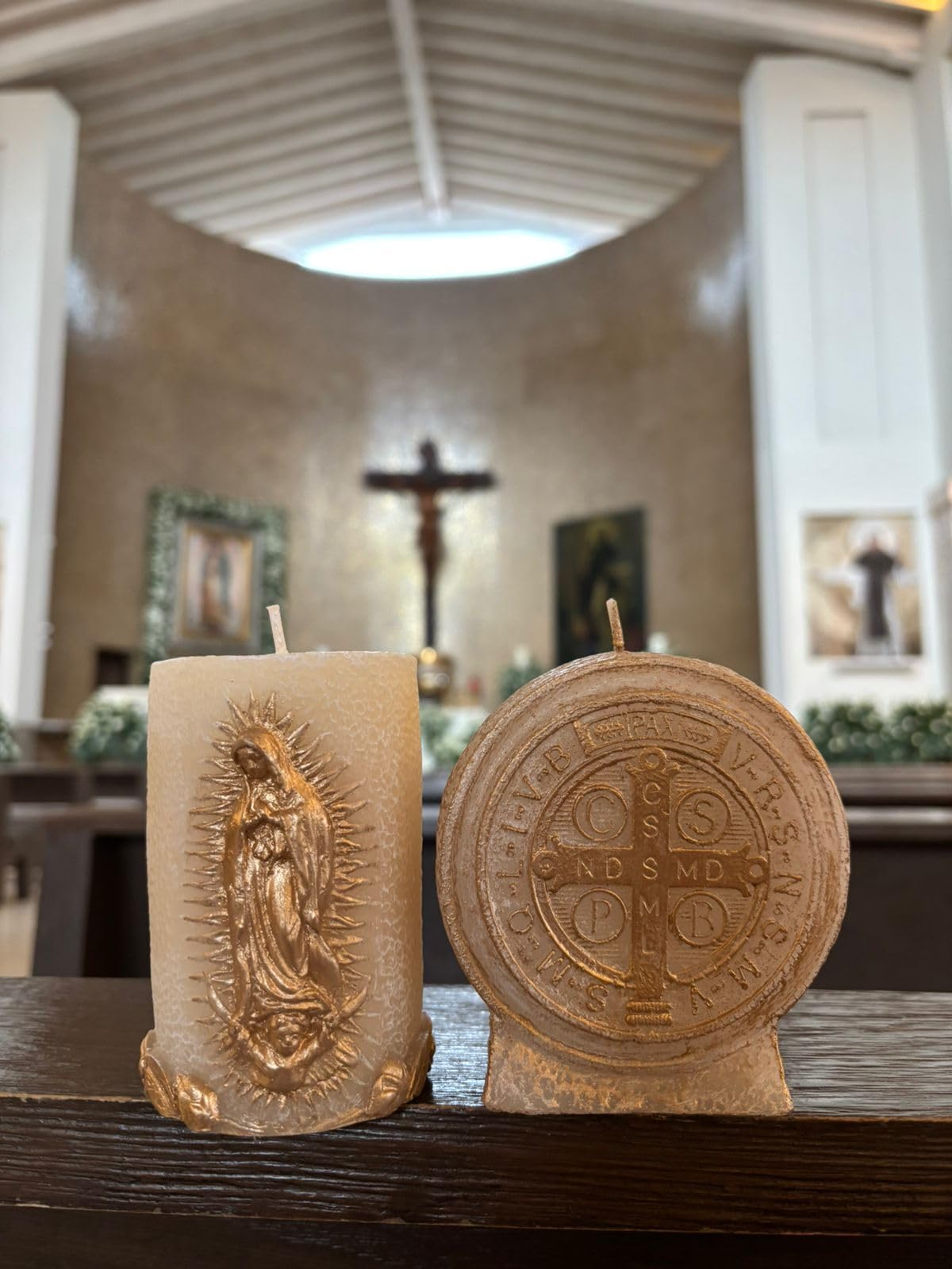 Kanica Virgen De Guadalupe Scented Candle - Rose Fragrance - Religious Candles with White & Golden Design - Perfect Prayer Candle for Baptism, Wedding, Gifting & More - Traditional Christian Candles