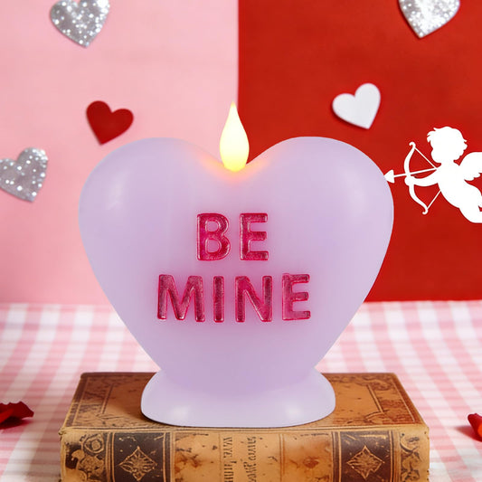 Sariiraw Valentine Heart Flameless Candle with Remote - LED Candle Battery Operated with Timer, Romantic Valentine’s Day Gift for Anniversary, Home Decor Mood Light (Lavender)