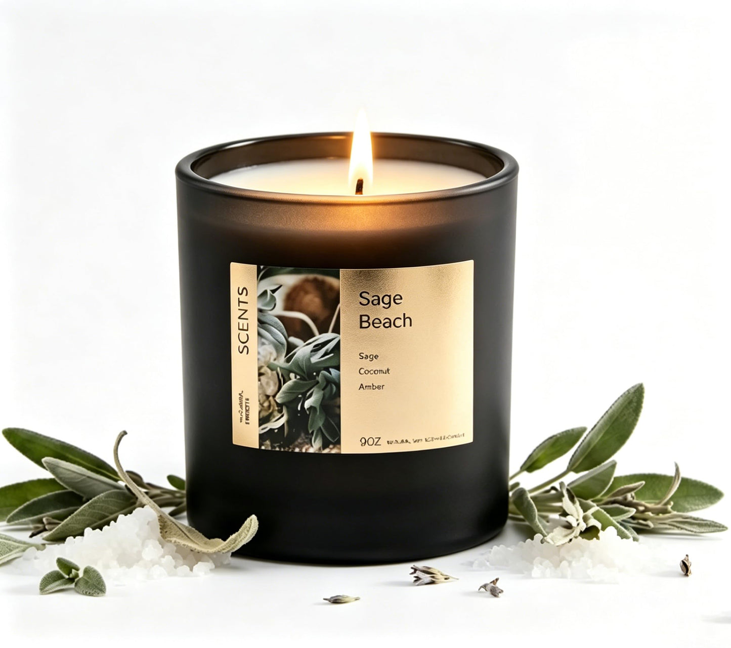 Sea Salt Sage Soy Candle, Driftwood Aromatherapy Candle for Home, Natural Soy Wax Sleep Candle with Citrus Woody Scent for Bedroom, Relaxation, Bath & Self Care Gift