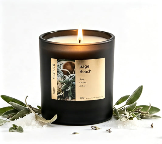 Sea Salt Sage Soy Candle, Driftwood Aromatherapy Candle for Home, Natural Soy Wax Sleep Candle with Citrus Woody Scent for Bedroom, Relaxation, Bath & Self Care Gift