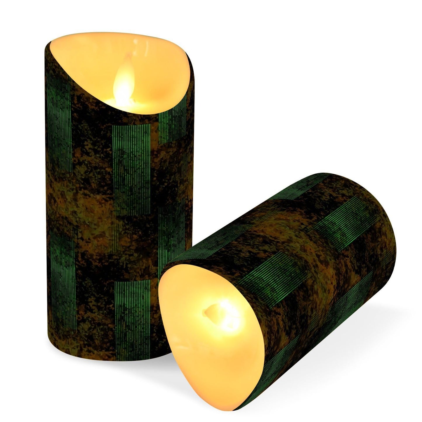 Gravopti Abstract Block 2 Pack Flameless LED Pillar Candles with Remote & Timer, Battery Operated, Flickering Wax Candle for Wedding, Romantic Home & Party Decor