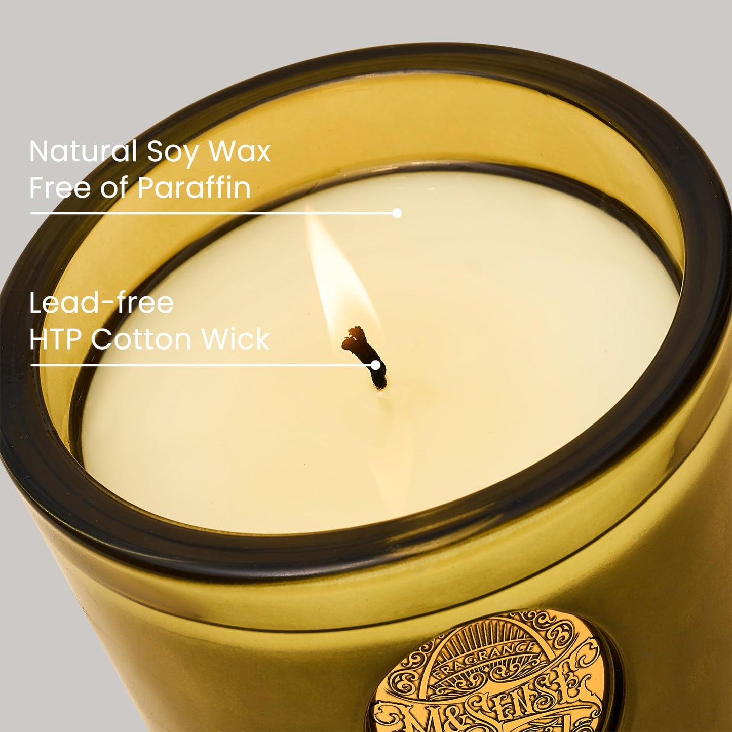 M&SENSE Natural Strong Soy Candle | Sandalwood Jasmine & Green | 9.2 oz, 50H Burn Time | Luxury Candle for Relaxation, Gifting, Home Décor | Candles for Mothers Day Gifts