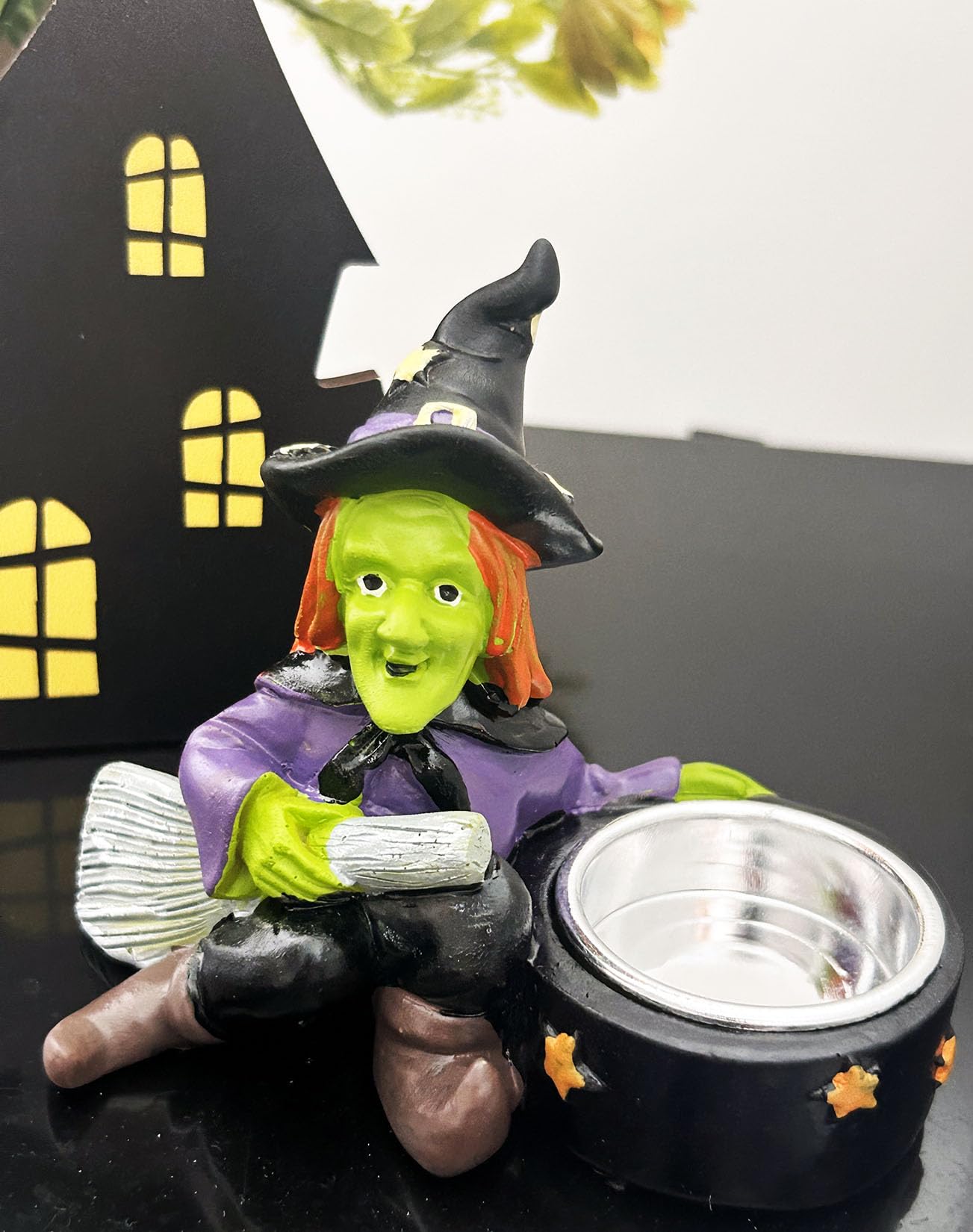 QIAOIDEA Halloween Candle Holder Spooky Witch Tealight Candle Holder Scary Halloween Decorations Horror Skeleton Skull Candle Holder for Bedroom Living Room Mantel Shelf Tabletop Decoration