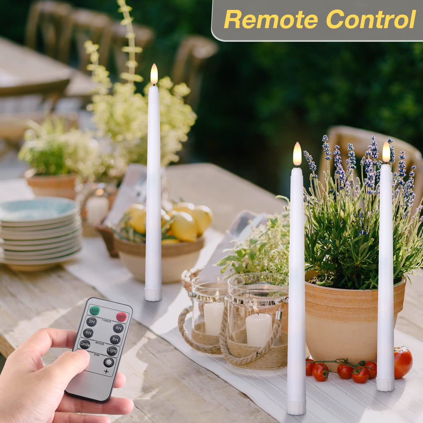 Tuanse 20 Pcs Flickering Flameless Taper Candles Bulk LED Battery Operated Realistic Flame Effect with Remote & Timer Safe No Fire Wax Drip Candles for Wedding Church Home Decor (10.83",White)
