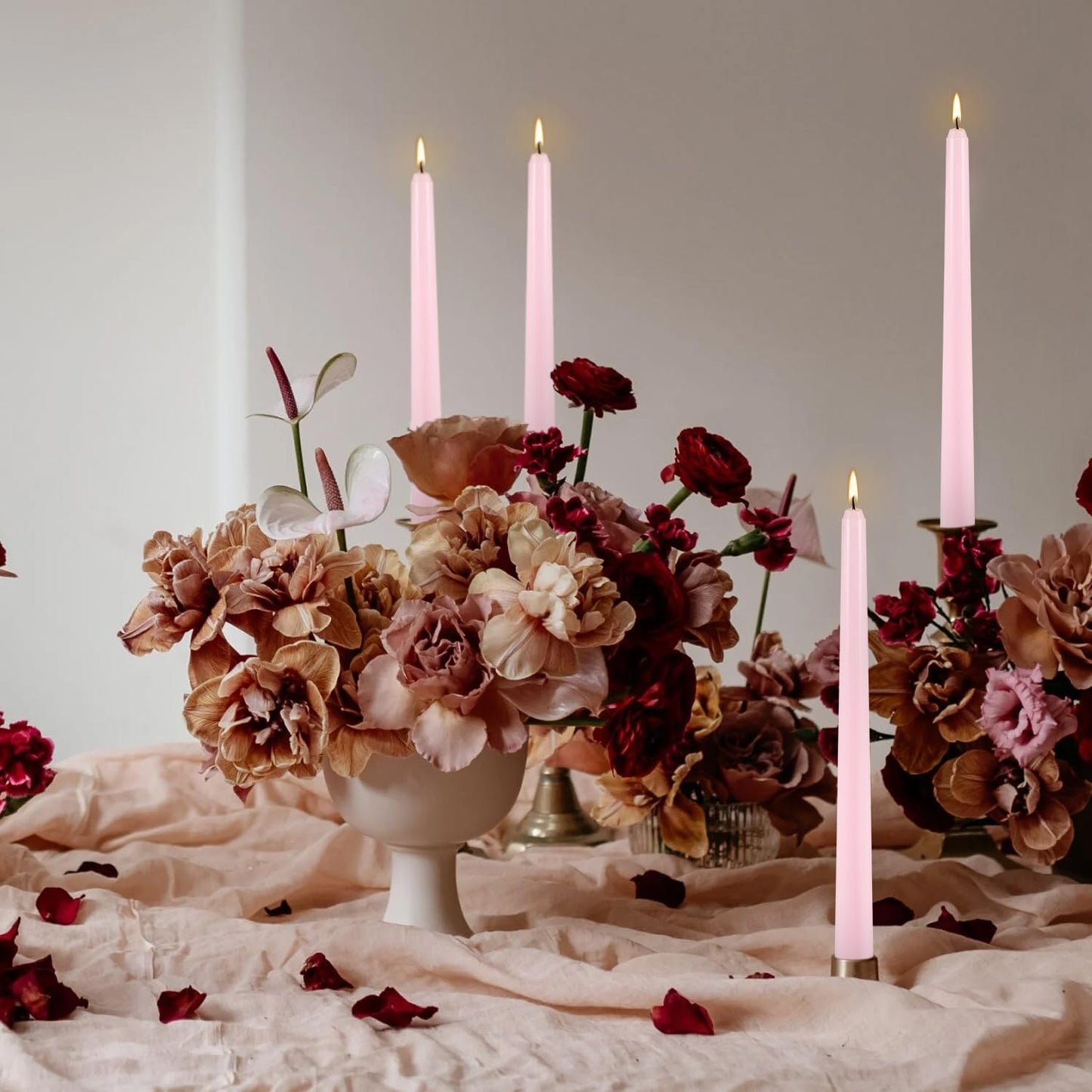 10 Inch Pink Taper Candles Set of 24,Unscented,Smokeless and Dripless Candlestickst for Valentine's Day,Household, Wedding, Party and Home Décor Candlesticks,Shabbat,8 Hours Burn Time