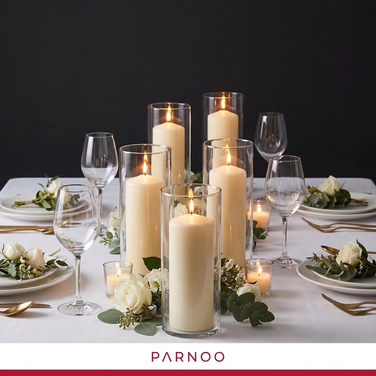 Unscented Pillar Candles - Set of 4 Ivory Candles - 3x6 Slow Burning Candles for Weddings & Table Centerpieces - Large Pillar Candles, PARNOO