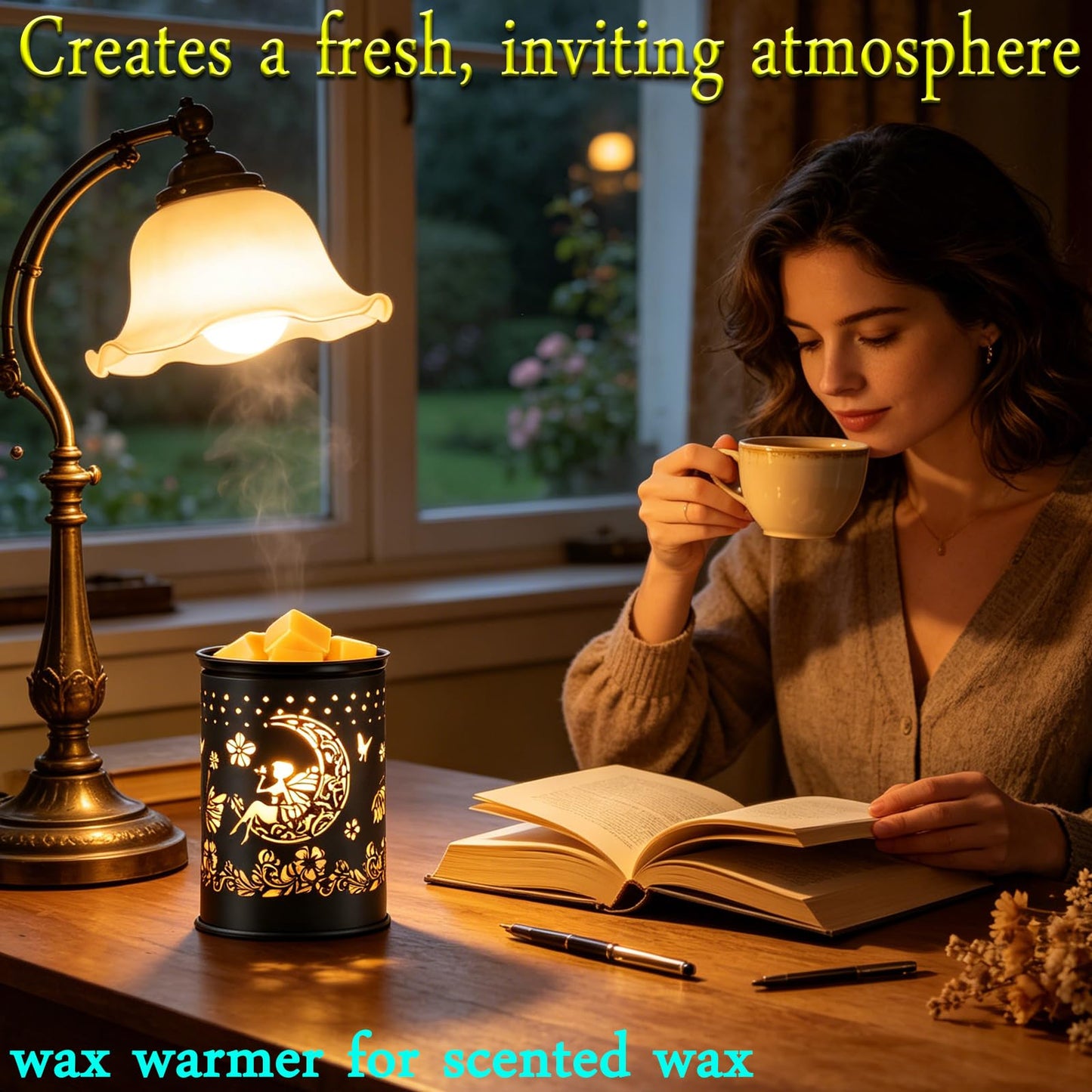 scentsy Wax Warmer for Scented Wax melt Warmer Wax Melter for Candle Making lamp Candle Warmer Plate Oil Burner for Home Decor and Gifts for Holiday (Moon/Flower Fairy)