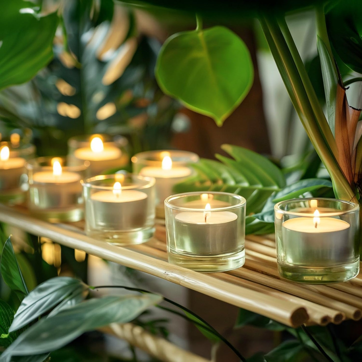 Unscented Tea Lights Candles 50 Pack,6 Hours Long Burning White Tea Candles Bulk,Non-Paraffin, Clean Burn, Smokeless, Palm Tealight Candles for Wedding,Centerpiece,Christmas Lights,Home Decor
