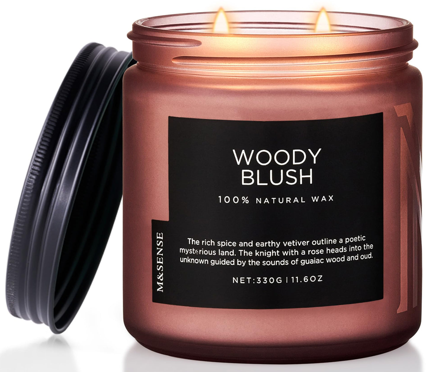 M&SENSE Rose Oud Scented Candles for Home, 11.6oz Organic Natural Soy Wax, 70-Hour Long Lasting Slow Burning, Non Toxic Clean Burn, Floral Scent for Stress Relief, Aromatherapy Gifts for Family