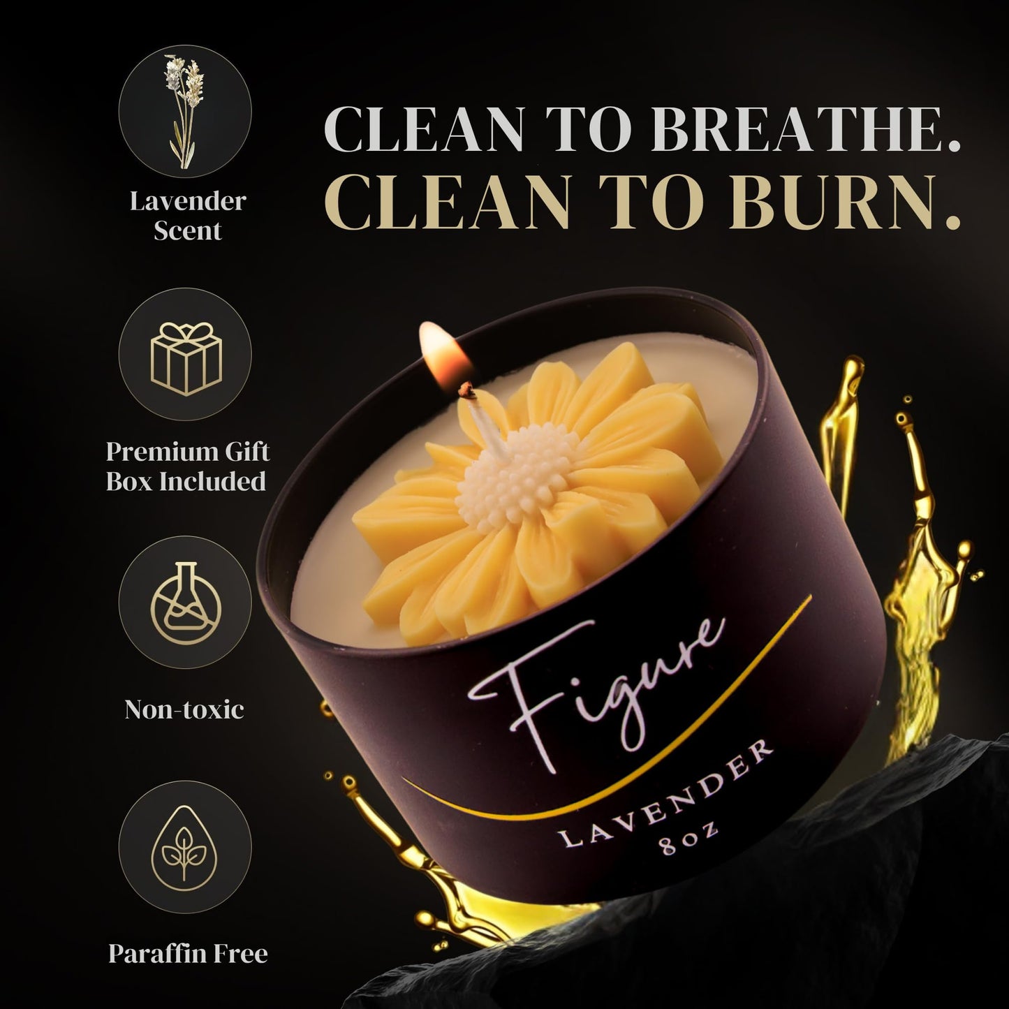 Yellow Daisy Scented Candle – Lavender Aromatherapy | Hand-Poured in USA | All Natural for Women & Men | Organic Soy & Beeswax Blend | 100% Beeswax Wick | Gift-Ready Candle for Relaxation