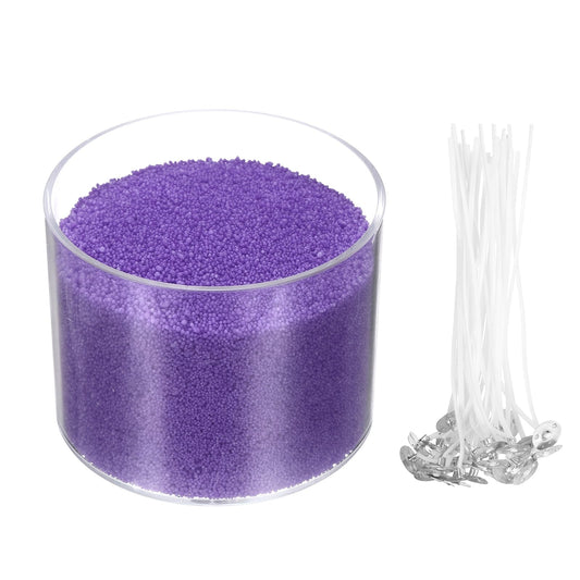 MECCANIXITY Pearled Sand Candles with 30 Pcs Wicks 14Oz / 400g Candle Beads Refillable Powder Sand Wax Making Kit for Thanksgiving Christmas Wedding Party DIY Home Crafts, Purple