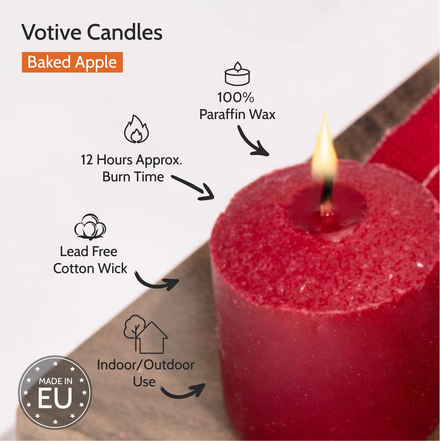 HYOOLA Scented Votive Candles - Baked Apple Votive Candles -12 Hour Burn Time - 9 Pack - European Made
