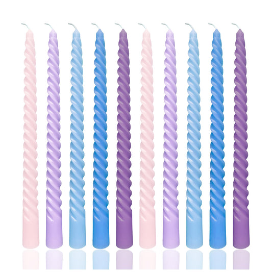 10 Inch Mixed Colors Series Taper Candle Set, 10 Pack Elegant Unscented Dripless Candlesticks for Family Dinner Parties Home Decoration Gathering