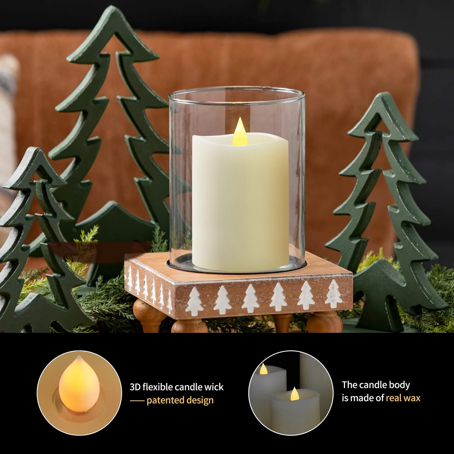 ASLDOIWEH 3x4 Flameless Candles Set of 1, 2AA Battery Life 600 Hours Battery Candles Flickering with Timer, 4 inch Flameless Candles with Remote for Indoor/Outdoor, White