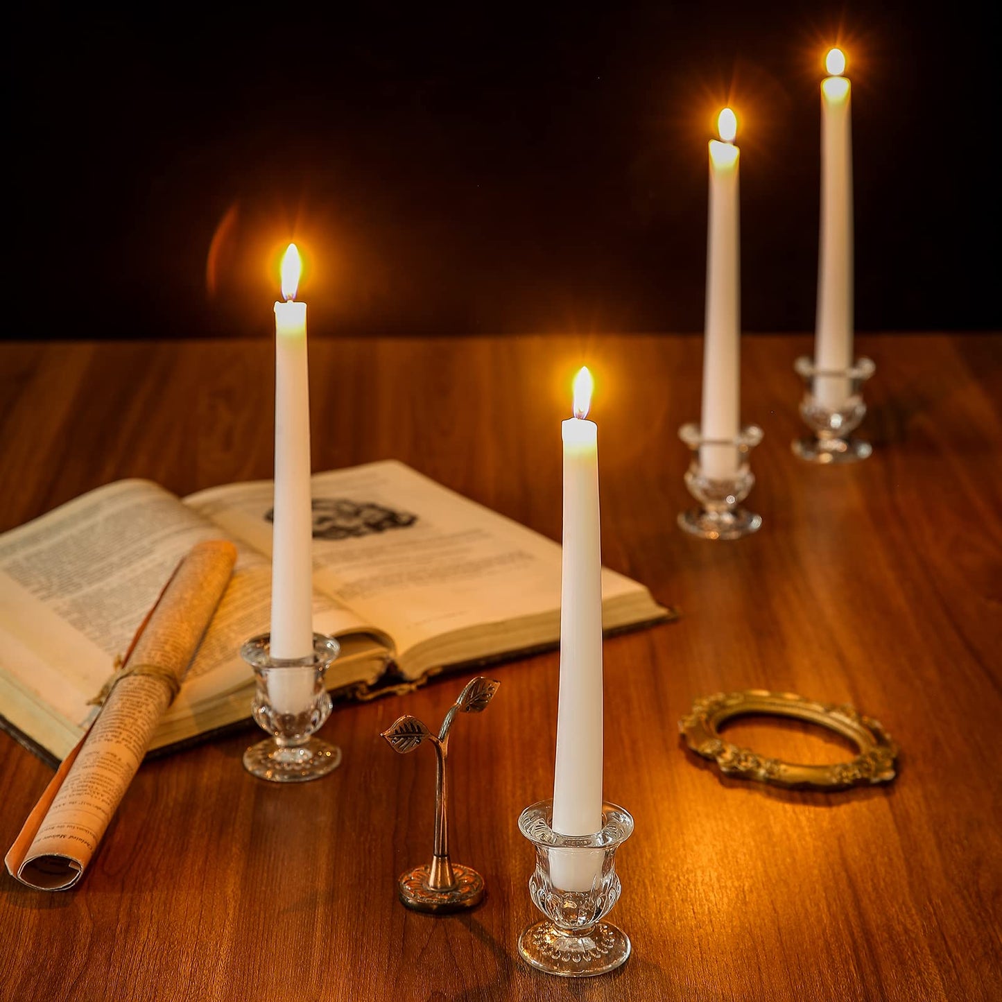 Glass Taper Candle Holders Set of 6 Clear Crystal Candle Holders for Candlesticks, Elegant Candlestick Holders for Table Centerpiece Wedding Party Christmas Thanksgiving Festival