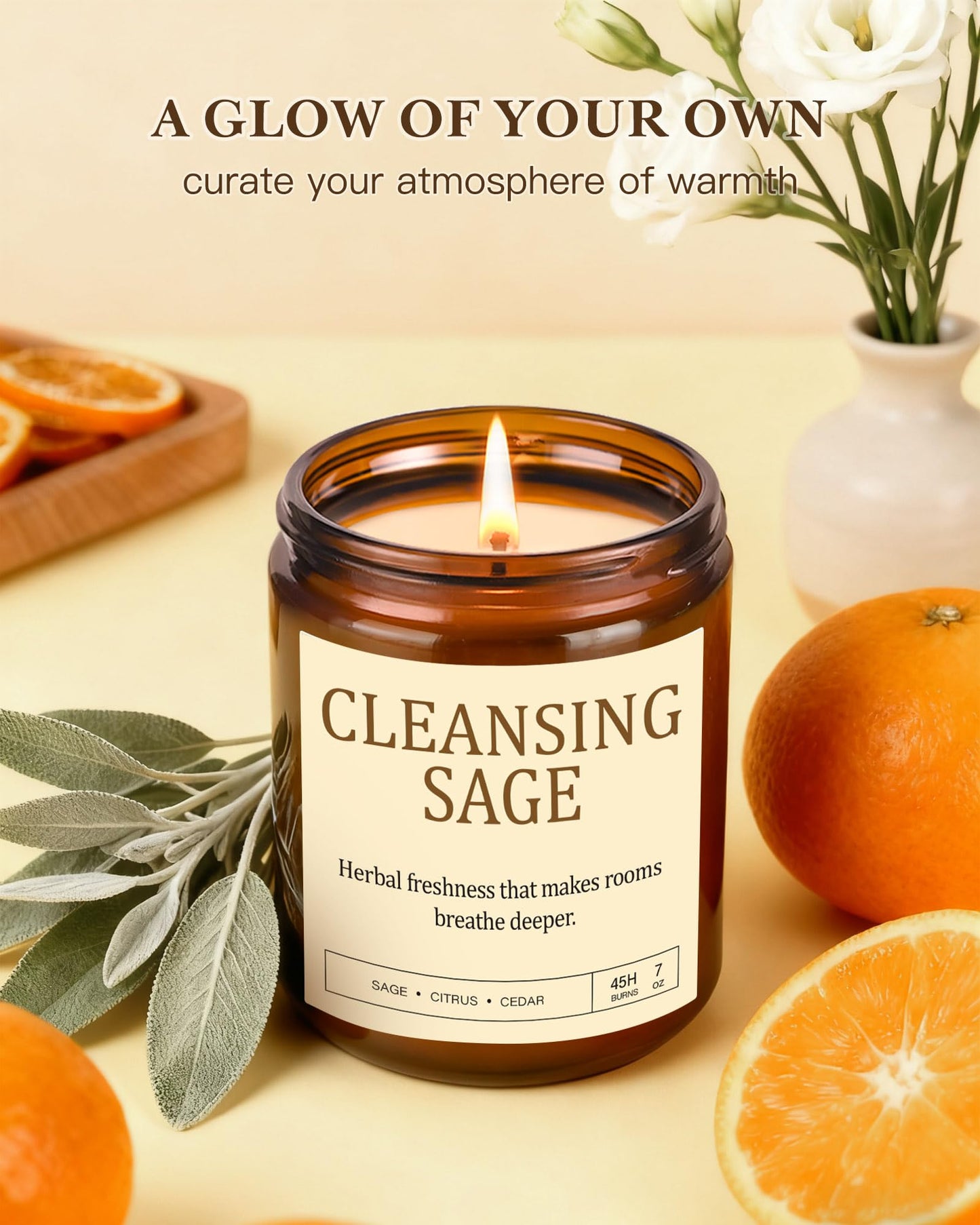 4 Pack Scented Candles for Home Scented: Soy Candles for Women, Up to 200H Burning Aromatherapy Candle Set, Jar Candle Gift Set for Birthday Valentine's Day, Scents of Sage/Vanilla/Lavender/Eucalyptus