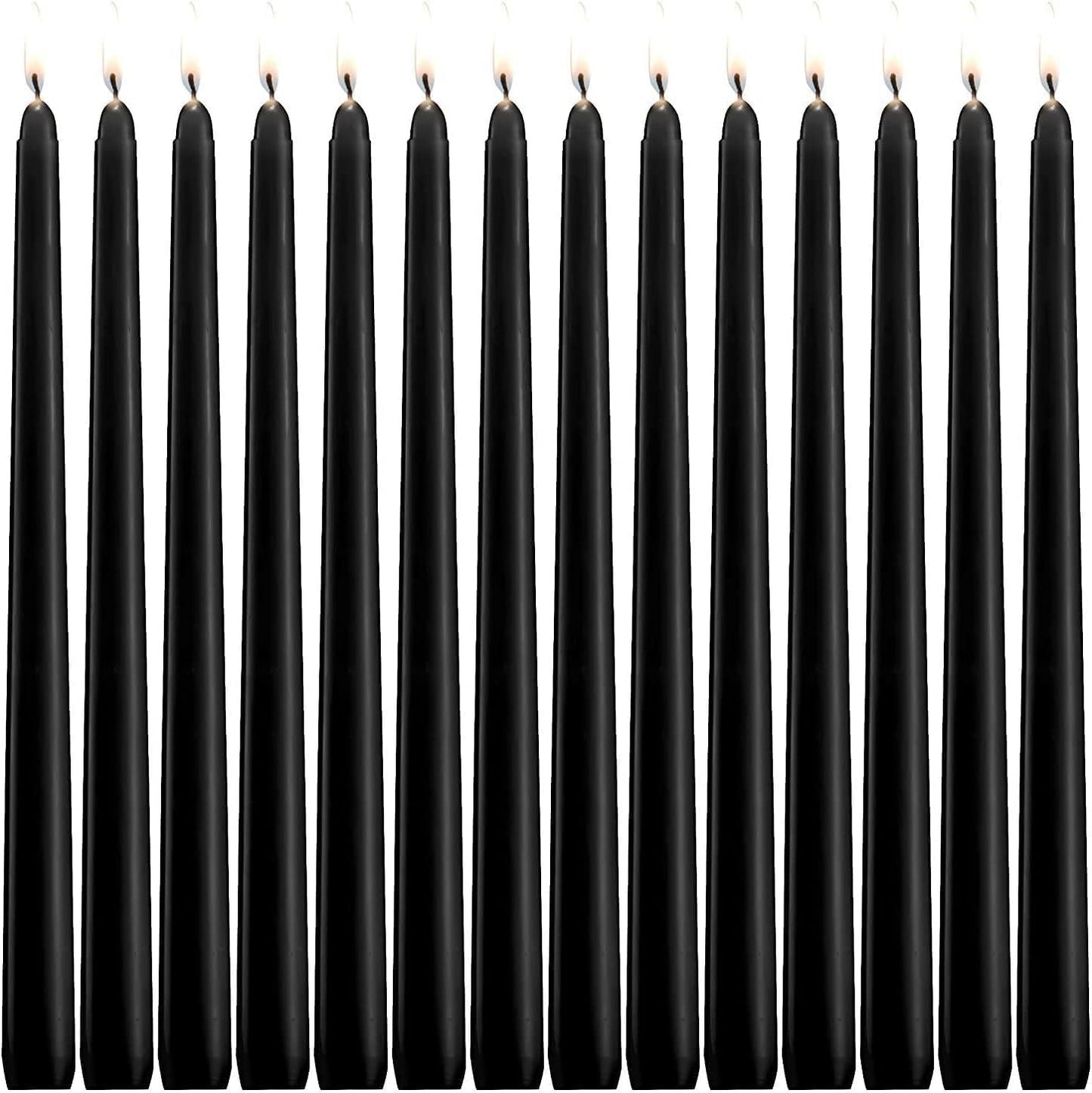 WPONSZU Set of 14 Black Taper Candles, 7-8 Hours Burn Time, Unscented, Smokeless and Dripless, 4/5 x 10 Inch Dinner Candle Set for Halloween,Household, Wedding, Party and Home Décor Candlesticks